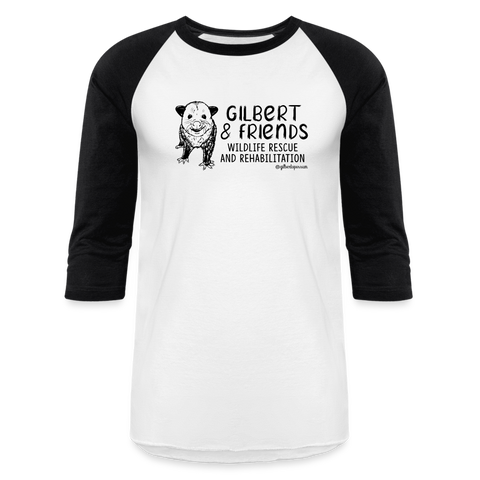 Gilbert and Friend's- Unisex Baseball T-Shirt - white/black