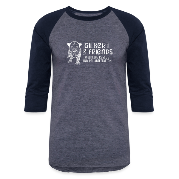 Gilbert & Friends Unisex Baseball T-Shirt - heather blue/navy