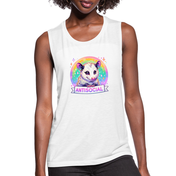 Anti-Social Opossum Women's Flowy Muscle Tank - white