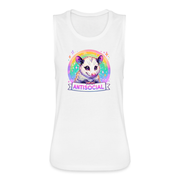 Anti-Social Opossum Women's Flowy Muscle Tank - white