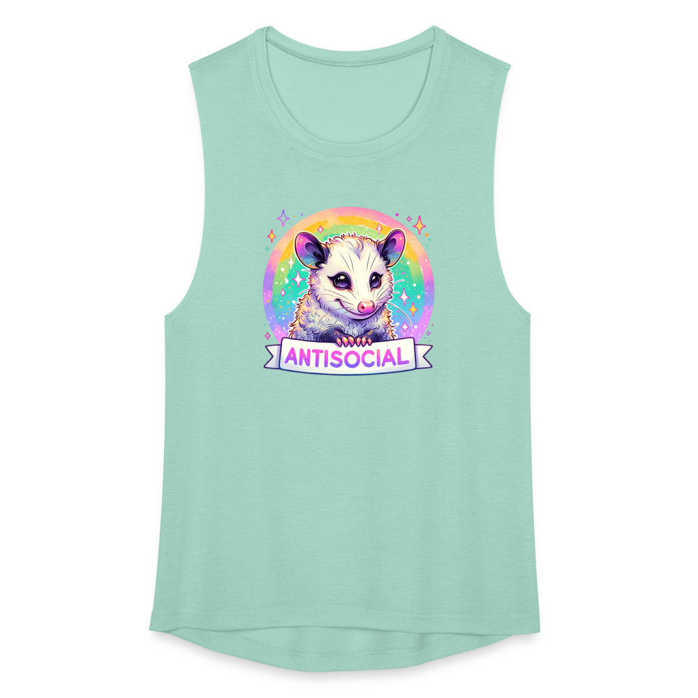 Anti-Social Opossum Women's Flowy Muscle Tank - dusty mint blue