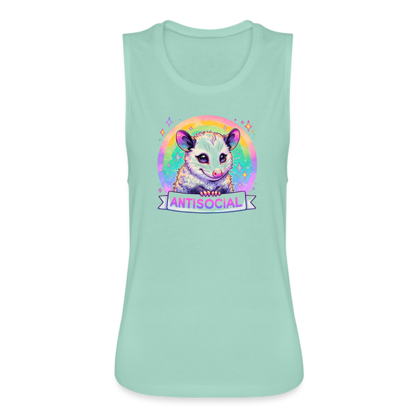 Anti-Social Opossum Women's Flowy Muscle Tank - dusty mint blue