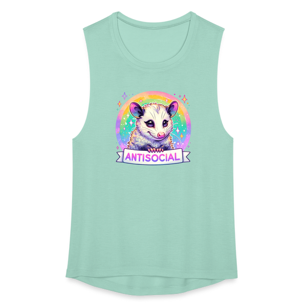 Anti-Social Opossum Women's Flowy Muscle Tank - dusty mint blue