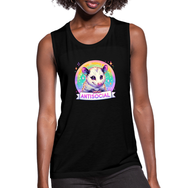 Anti-Social Opossum Women's Flowy Muscle Tank - black