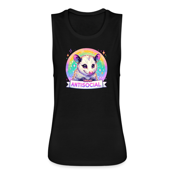 Anti-Social Opossum Women's Flowy Muscle Tank - black