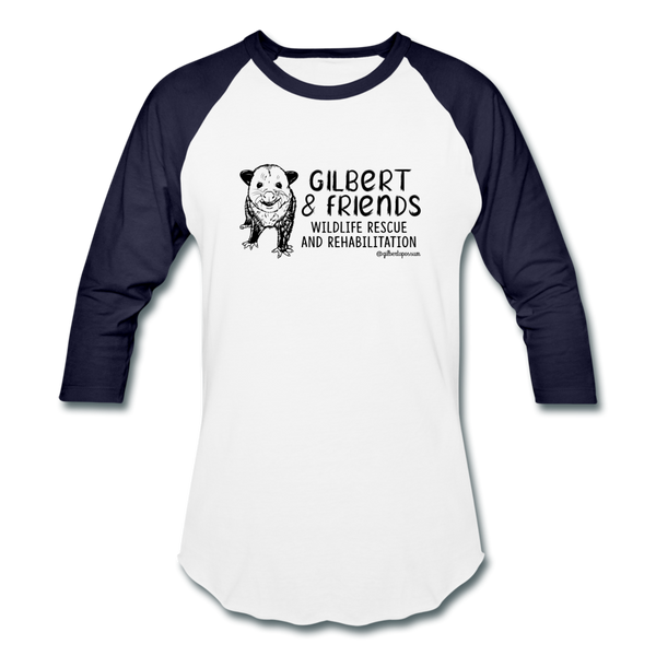 Gilbert and Friend's- Unisex Baseball T-Shirt - white/navy