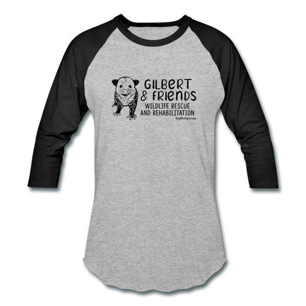 Gilbert and Friend's- Unisex Baseball T-Shirt - heather gray/black