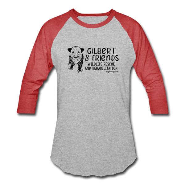 Gilbert and Friend's- Unisex Baseball T-Shirt - heather gray/red
