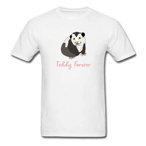 Teddy Forever Adult Tagless T-Shirt - white