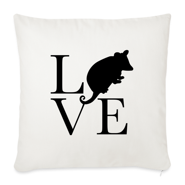 Opossum_LoVe Throw Pillow Cover 18” x 18” - natural white