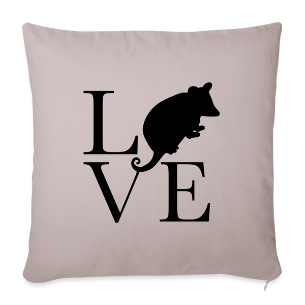Opossum_LoVe Throw Pillow Cover 18” x 18” - light taupe
