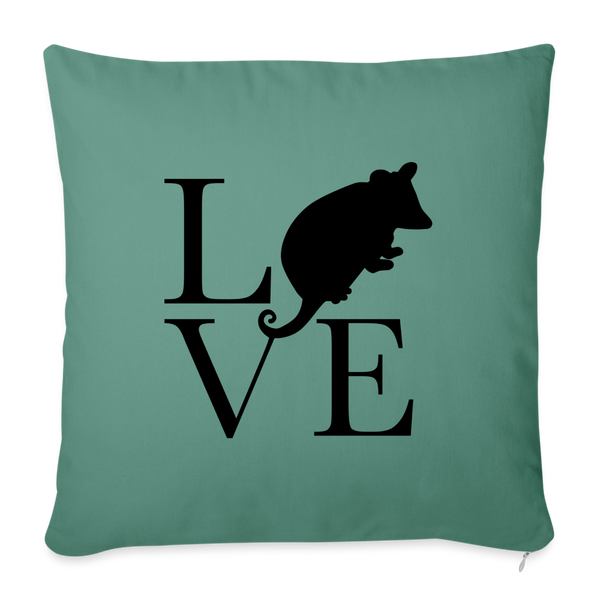 Opossum_LoVe Throw Pillow Cover 18” x 18” - cypress green